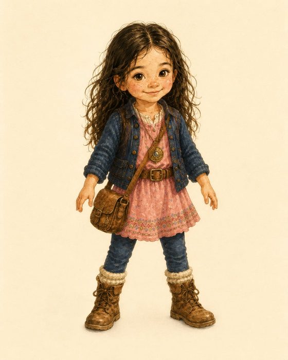 Ficha de personagem: Kayla em pé